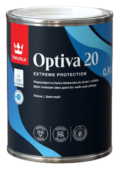 OPTIVA 20 SEMI MATT, umývateľná farba, TIKKURILA