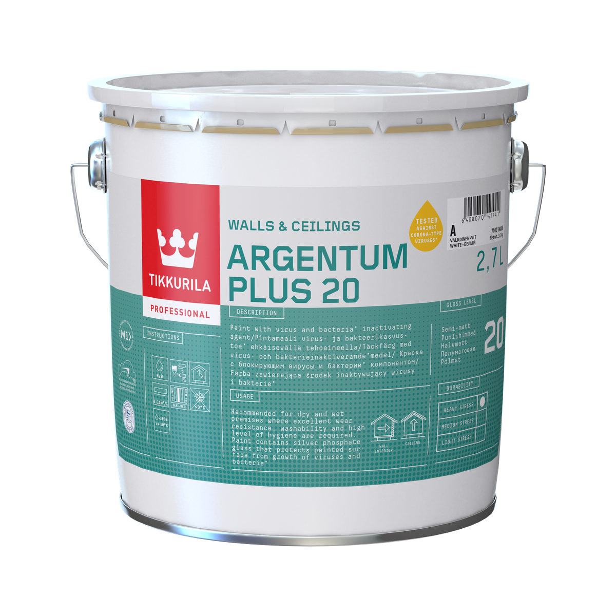 ARGENTUM 20, antibakteriálna farba, TIKKURILA