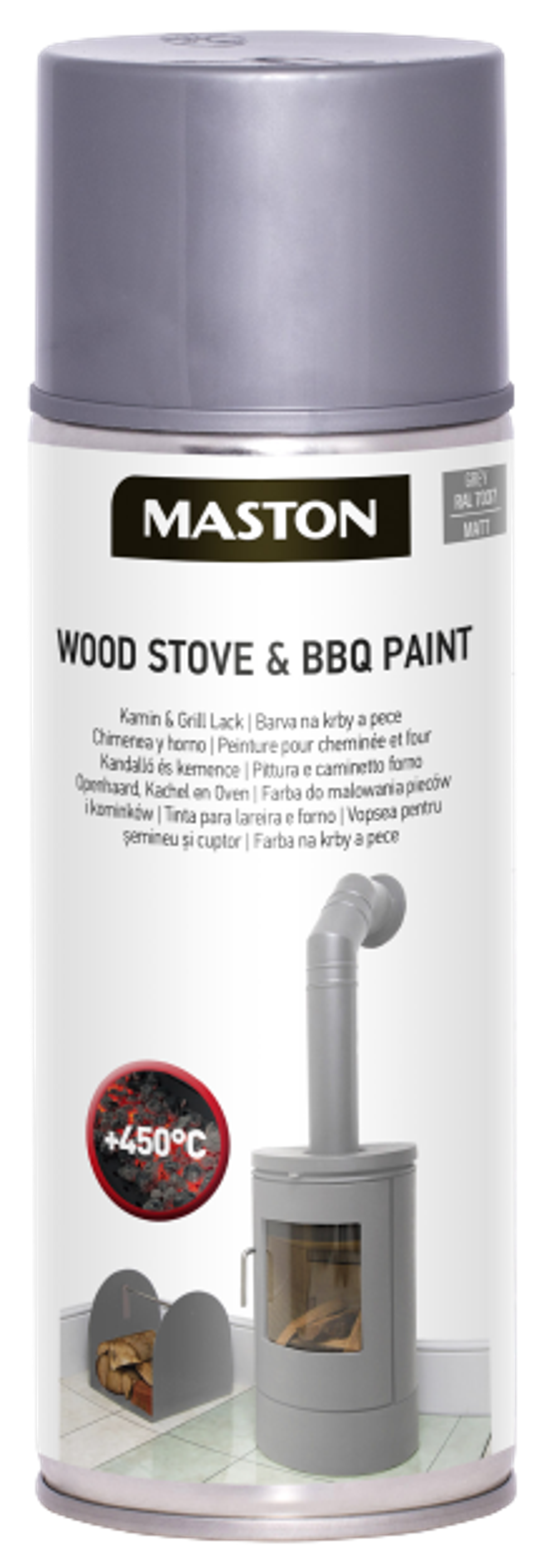 SPRAYPAINT MASTON WOOD STOVE & BBQ PAINT - Farba v spreji na krbové kachle a grily do 450℃