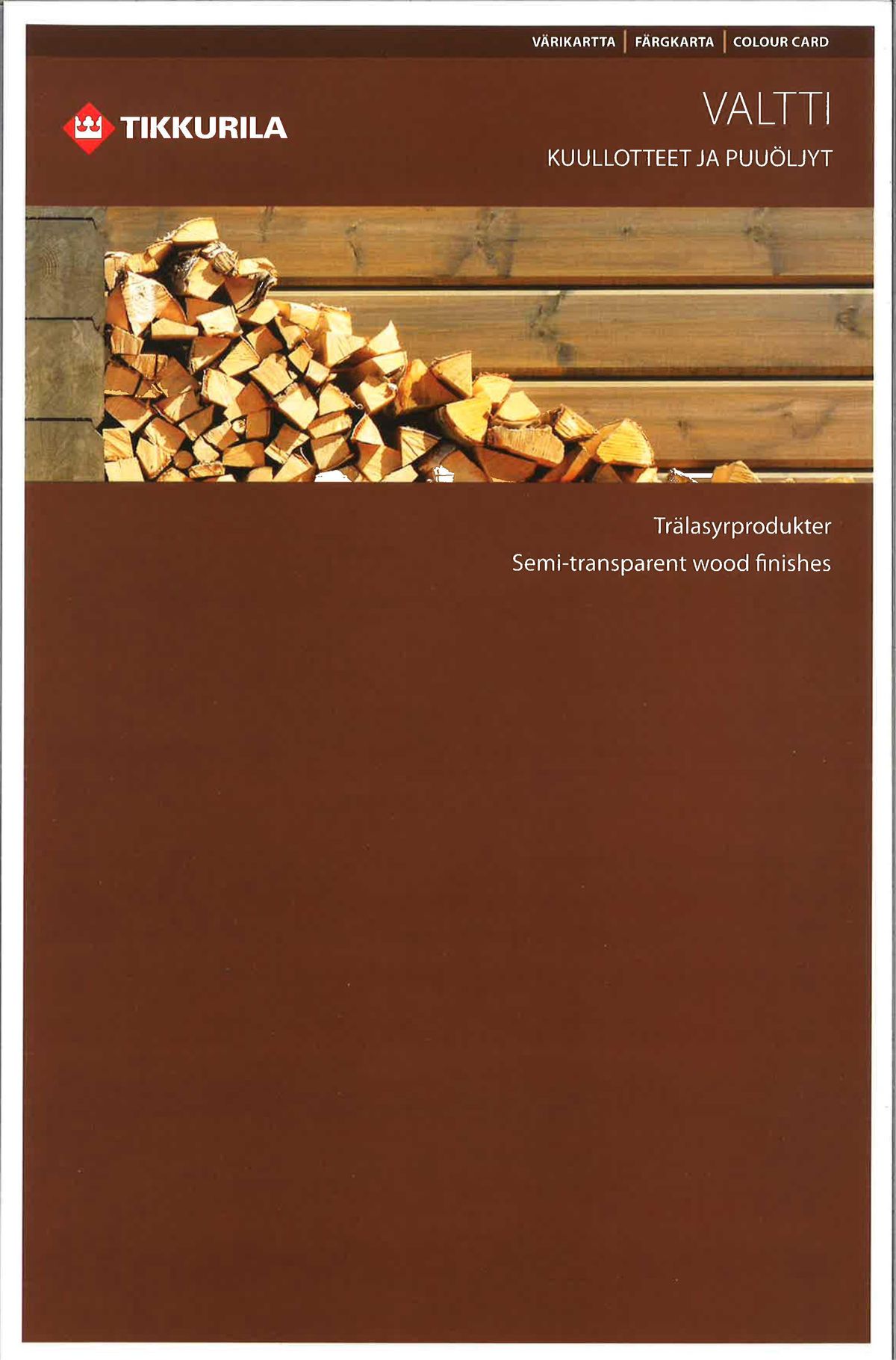 VZORKOVNÍK VALTTI SEMI TRANSPARENT - Vzorkovník pre polotransparentné odtiene na drevo.